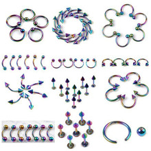 Mix Piercing Wholesale 120Pcs/lot Stainless Steel Eyebrow Lip Piercing Labret Body Jewelry Tunnels Ear Tragus Piercing Tongue 2024 - buy cheap