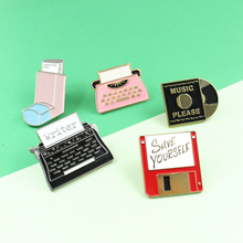 Broches clásicos de estilo Retro para hombre y mujer, suministros para escribir y guardar música, disco USB, joyería divertida, regalo 2024 - compra barato