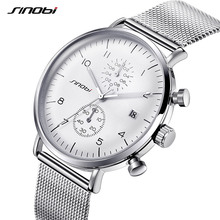 SINOBI-Reloj de pulsera de acero inoxidable para hombre, mejores marcas, de lujo, ultrafino, de cuarzo, 2019 #9710 2024 - compra barato