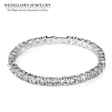 Neoglory Zircon Silver Plated Charm Bangles & Bracelets For Women Girls Snaps Bridesmaid Fashion Jewelry 2018 New 2024 - buy cheap