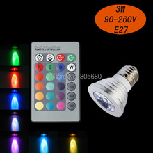 Hot sale AC85-265V 3w e27 remote control 16 color rgb led bulb light 2024 - buy cheap