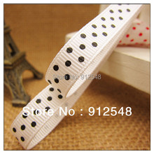 Wholesale 20yards 3\/8" 10mm black Polka Dots white Grosgrain Ribbon -Free Shipping,hyd001 2024 - buy cheap