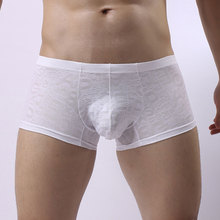 Boxer sensual tamanho grande em u convexo, roupa íntima para homens, transparente e respirável, roupa de baixo crescimento f9 2024 - compre barato