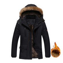Мужская зимняя куртка с меховым капюшоном, парка, Мужская Утепленная теплая зимняя куртка карго в стиле милитари, мужская верхняя одежда средней длины 5XL, Прямая поставка ABZ109 2024 - купить недорого