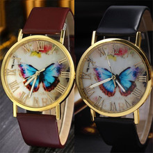 Womens Fashion Butterfly Style Leather Band Analog Quartz Wrist Watch #4A20#F 2024 - buy cheap