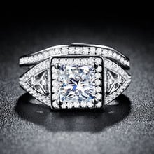 Bamos Luxury Female CZ Stone Ring Set Fashion 10KT White/Yellow Gold Filled Finger Ring Vintage Wedding Rings For Women 2024 - buy cheap