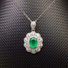 925 silver inlaid with natural emerald emerald necklace pendant Precious stones Birthday gift for dinner 2024 - buy cheap