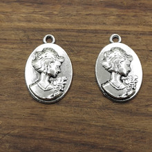 10 pcs Beauty Head  Charms 31*20mm Tibetan Silver Plated Pendants Antique Jewelry Making DIY Handmade Craft 2024 - buy cheap