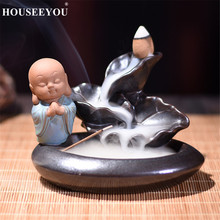 HOUSEEYOU-incensario de aromaterapia con forma de flor de loto, cono de incienso, cascada, flujo negro, Zen, quemador de humo 2024 - compra barato