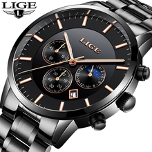 LIGE Watch Men Clock Sport Military Quartz Watch Waterproof Luxury Chronograph Stainless Steel Wrist Watch Relogio Masculino+Box 2024 - buy cheap