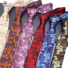 Gravata masculina de 7cm, de seda poliéster, floral, com pescoço, para festa de casamento, tecido adulto, jacquard, vermelho, preto, alta qualidade 2024 - compre barato