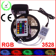 Free shipping NON-Waterproof 5m 300leds 3528 RGB LED strip Lighting 60leds/m + 24Key IR Remote Controller + 12V 2A Power Adapter 2024 - buy cheap