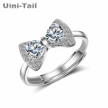 Uini-Tail hot new 925 Tibetan silver fashion bow micro-inset opening ring wild temperament fashion trend high quality GN295 2024 - buy cheap