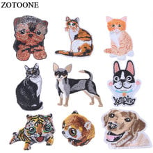 Zotoone emblema fofo de cachorro chihuahua husky diy, 1 peça, conserto bordado, remendo a ferro para adesivo, roupas, mochila, emblema 2024 - compre barato