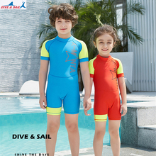 Dive Sail Diving Wetsuit Kids UPF 50+ One Piece Swimsuit Short Sleeve Anti UV Rash Guard Lycra Swimwear For Girl Boy Zip Back 2024 - buy cheap