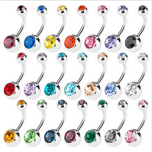 medical stainless steel white crystal  navel piercing navel rings belly button rings double side piercing fashion body jewelry 2024 - buy cheap