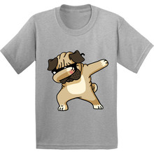 100% Cotton,Cool Dabbing Pug Pattern Children T shirt Kids Catoon Funny Clothes Boys/Girls Short Sleeve T-shirt,GKT237 2024 - buy cheap