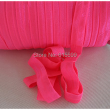 5/8"  Solid Color Fold Over Elastic Ribbon for for headwear decoration, hair accessories #159-Neon Pink, 50yards/lot 2024 - buy cheap