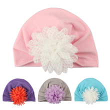 Yundfly New Flower Baby Girl Hat Newborn Photography Props Turban Hat Girls Cotton Infant Beanie Cap Kids Hair Accessories 2024 - buy cheap