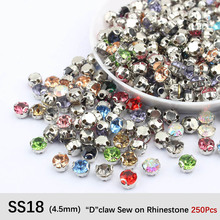 New sale SS18 Mix color Sew on Rhinestone  250Pcs K-silver claw Rhinestones for Garment ornament free shipping 2024 - buy cheap
