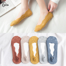 Summer women girl Silica Gel Lace Boat Socks Invisible Cotton Sole Non-slip Antiskid Slippers Anti-Slip Sock 1pair=2pcs ws7414 2024 - buy cheap
