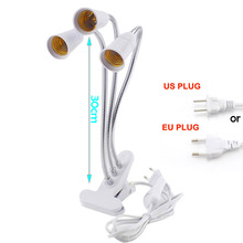 E27 Socket 3 Head Flexible Light Clip With On/Off Switch Lamp Holder For Desk Light LED Plant Grow Bulbs Base EU/US Plug 2024 - buy cheap