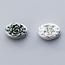 100% 925 Sterling Silver Cameo Flower Spacer Beads 15x10mm High Quality Silver Oval Charm Beads DIY Women Jewelry Making Gift 2024 - buy cheap