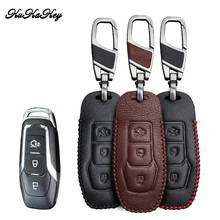 Car Key Case Cover For Ford Mondeo 2013 Edge Mustang Focus 2 3 Fiesta Kuga Ranger Fusion Funda 3 Button Leather Key Chain Holder 2024 - buy cheap