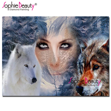 Sophie beleza diy diamante bordado strass mosaico kit ponto cruz lobo e senhora animal pintura diamante decoração da sua casa 18947 2024 - compre barato