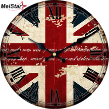 MEISTAR Patriotism National British Flag Clock Silent Living Study Room Gallery Clock Wall Art Watches Vintage Large Wall Clock 2024 - buy cheap