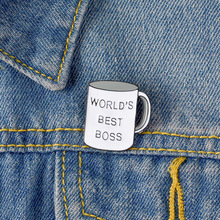 New Explosion White Cup Brooch WORLD'S BEST BOSS Creative Living Goods Short Sleeve Charm 2024 - buy cheap