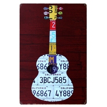 [Mike86] guitarra branca do vintage parede placa sala bar pub decoração retro metal arte sinal ofício 20*30 cm mix itens B-319 2024 - compre barato