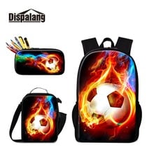 Dispalang 3 Set Backpack Lunch Sack Pencilbox For Student Footballs Print School Bags For Teenage Boys Basketballs Pen Bag Lunch 2024 - buy cheap