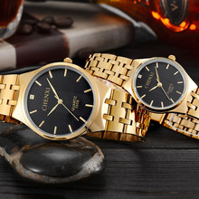 Chenxi novo relógio analógico de quartzo em aço inoxidável, relógios femininos de luxo para casais dourados, 2018 2024 - compre barato