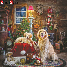 Diamond embroidery dogs family mosaic pattern 5d diy diamond painting full square Christmas Pictures of rhinestones XY1 2024 - buy cheap