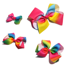 Four size Newborn Fashion Dovetail Rainbow Hair Bows for Hair Clips Handmade Gradient Color Hairbows for Girls Hair Accessories 2024 - buy cheap