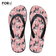 FORUDESIGNS Women Casual House Slippers Classy Boston Terrier Printing Summer Beach Pink Flip Flops Ladies Light Weight Sandals 2024 - buy cheap