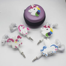 Telescopic winding  Unicorns Colorful Rainbow Headphones Cartoon Horse Earphone bag 2024 - buy cheap