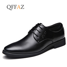 Мужские броги QFFAZ из натуральной кожи, деловые классические туфли на шнуровке, оксфорды, деловая обувь 2024 - купить недорого