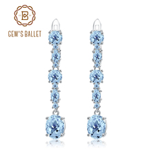 GEM'S BALLET-pendientes de plata de primera ley y Topacio azul para mujer, aretes colgantes, plata esterlina 925, GEMA, Topacio azul cielo Natural, 8,7 quilates, boda, joya fina 2024 - compra barato