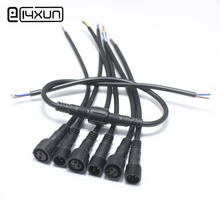 Cable de alimentación M12 impermeable, 2, 3, 4, 5 pines, IP65, enchufe de Cable para tiras LED, macho y conector hembra, cabeza de tamaño pequeño de 20CM, 10 pares 2024 - compra barato