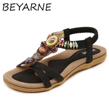 BEYARNE  Summer new women's flat sandals shoes woman boho Bohemia beach sandals ethnic string strap amber sandals size 35-42E072 2024 - buy cheap