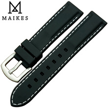MAIKES black silica gel watch band 20mm 24mm man rubber watch strap high quality rubber strap dive watchband 2024 - buy cheap