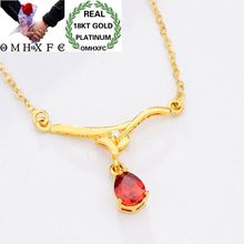 Mhxfc colar de pingente de ouro, colar vermelho, rosa, roxo, coração de zircônia real 18k para festa feminina, presente de casamento e festa artística, venda a atacado 2024 - compre barato