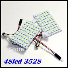 Free shipping car led panel light 48SMD 3528 1210 LED reading led dome light Car interior light with 2 Defferent Adapters 2024 - buy cheap