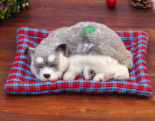 Alrededor de 25x20cm gris husky perro durmiendo perro de piel peluda, corteza de sonido, modelo adorno escena diseño prop decoración regalo h1296 2024 - compra barato