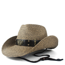 Sombrero de paja de vaquero occidental para Hombre y mujer, Sombrero de playa con huecos, Panamá, Jazz, tamaño 56-58CM, 2019 2024 - compra barato