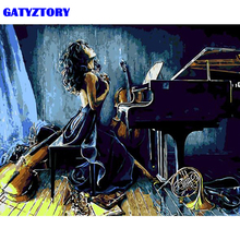 GATYZTORY Frame Piano Women DIY Painting By Numbers Kits Modern Wall Art Canvas Painting Unique Gift For Living Room Home Decor 2024 - buy cheap