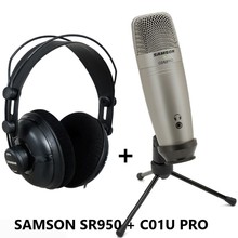 Samson C01U Pro Condenser Real-time Monitoring Microphone with studio Monitor Headphone SR950 for Broadcasting Music Recording 2024 - buy cheap