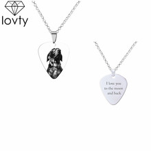 lovty Personalized Titanium Steel Photo Pendant Necklace Guitar Pick Blank Dog Tag Engrave Names Necklace Valentine's Day Gift 2024 - buy cheap